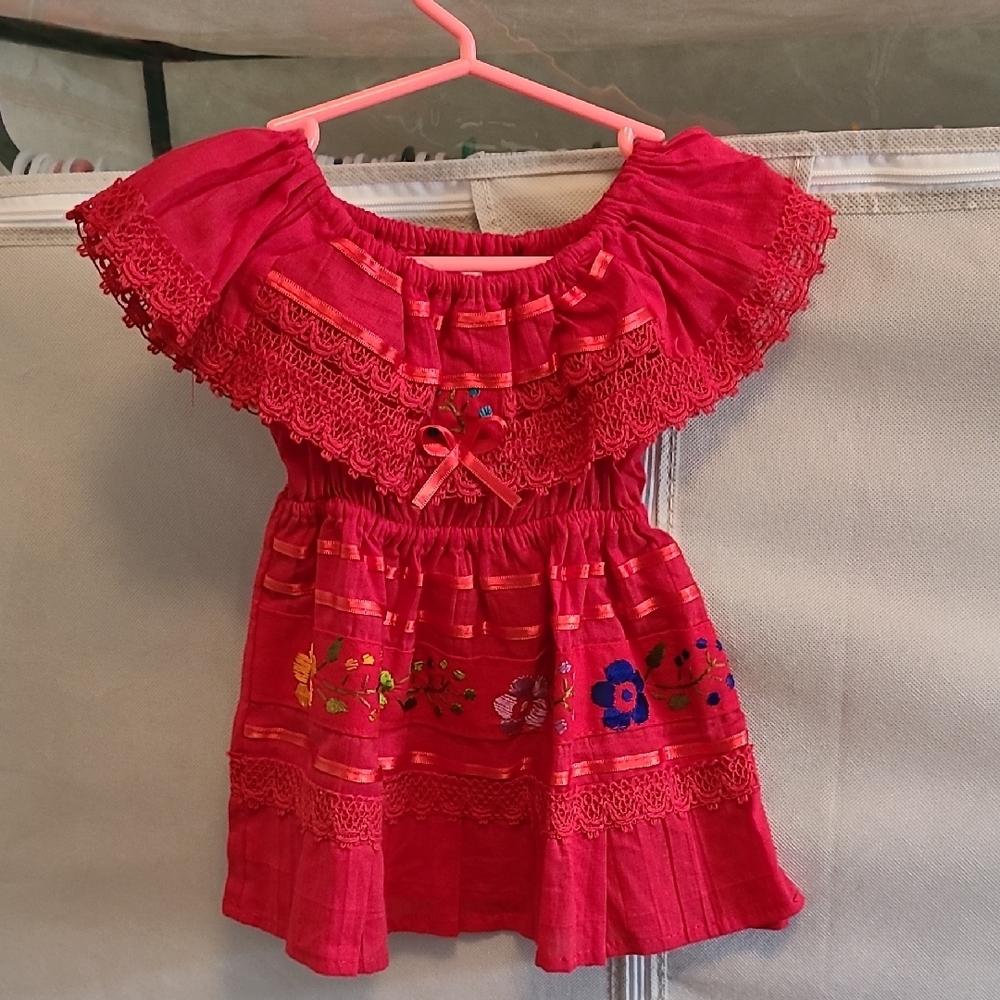 Embroidered Red Kids Top